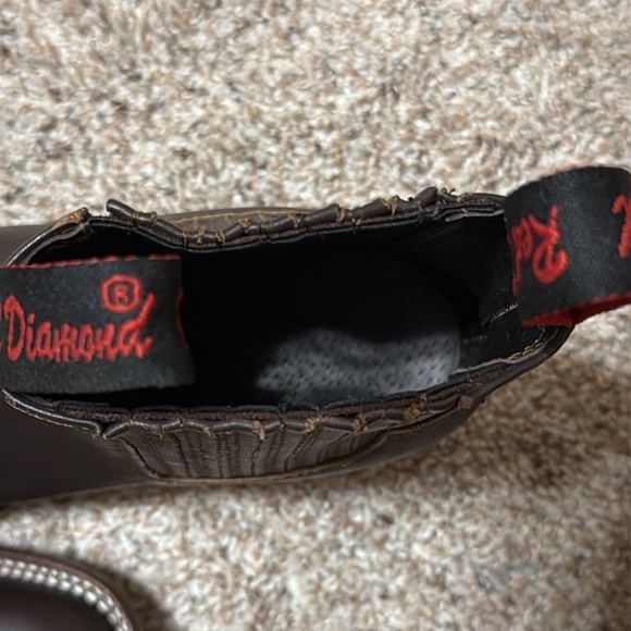 Never Worn Red Diamond Brown Ankle Boots with Western Flair - Picture 7 of 8